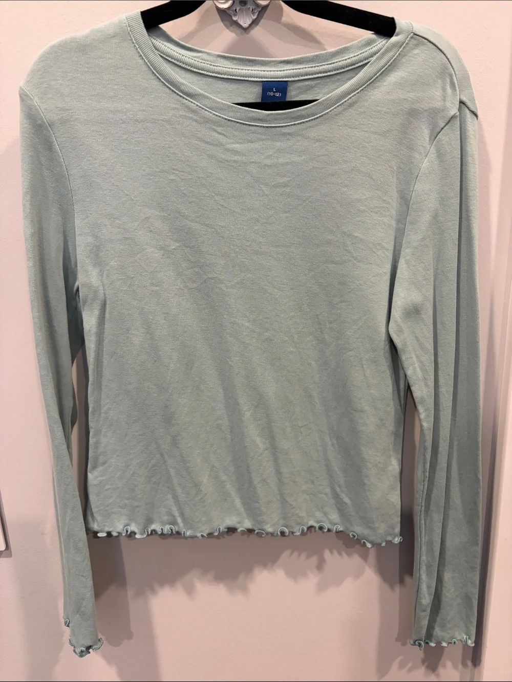Old Navy Light Mint Ribbed Long-Sleeve Crop Top